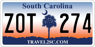 SC license plate ZOT274