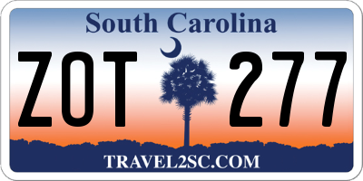 SC license plate ZOT277
