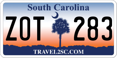 SC license plate ZOT283