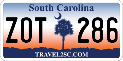 SC license plate ZOT286