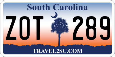 SC license plate ZOT289