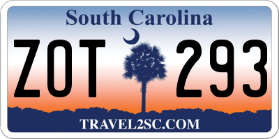 SC license plate ZOT293