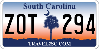 SC license plate ZOT294