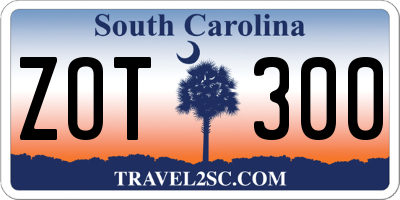 SC license plate ZOT300