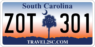SC license plate ZOT301