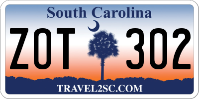 SC license plate ZOT302