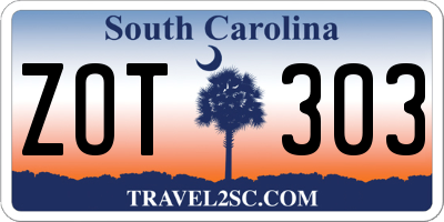 SC license plate ZOT303