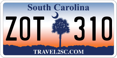 SC license plate ZOT310
