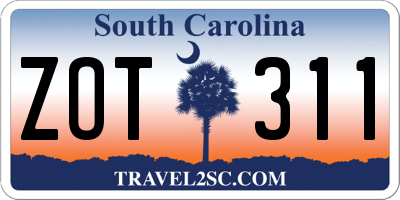 SC license plate ZOT311