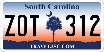 SC license plate ZOT312