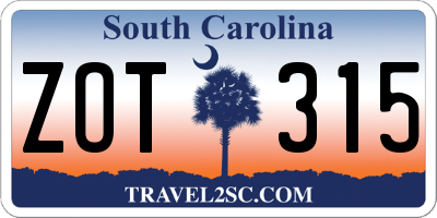 SC license plate ZOT315