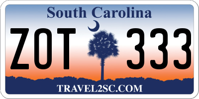 SC license plate ZOT333