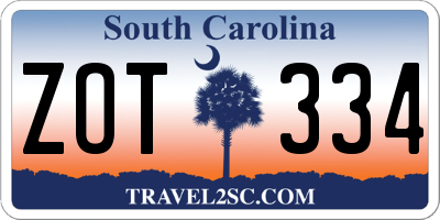 SC license plate ZOT334
