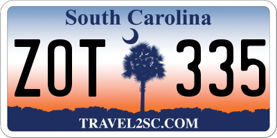 SC license plate ZOT335