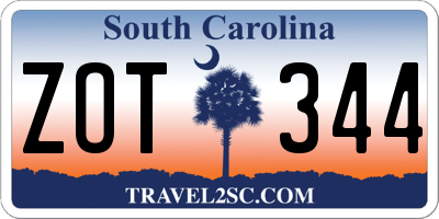 SC license plate ZOT344
