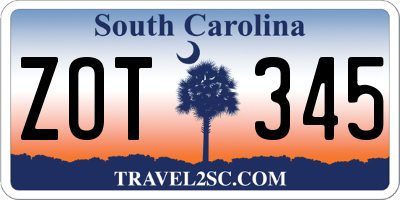 SC license plate ZOT345