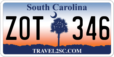 SC license plate ZOT346