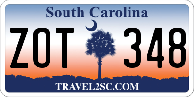 SC license plate ZOT348