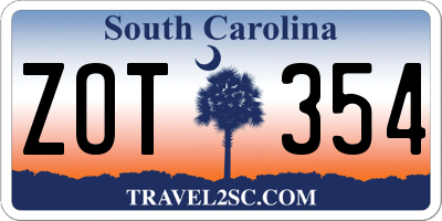 SC license plate ZOT354