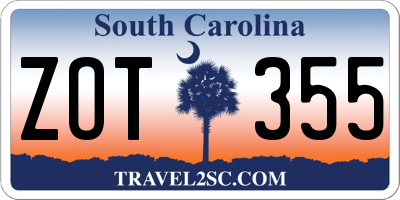 SC license plate ZOT355