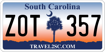 SC license plate ZOT357