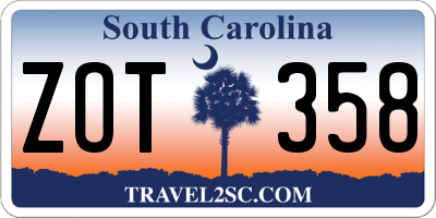 SC license plate ZOT358
