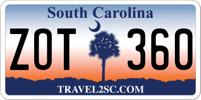 SC license plate ZOT360