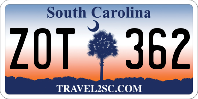 SC license plate ZOT362