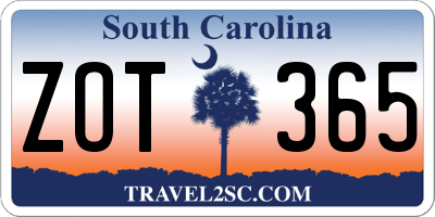 SC license plate ZOT365