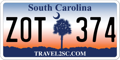 SC license plate ZOT374