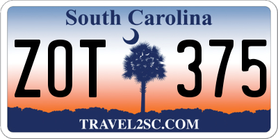 SC license plate ZOT375