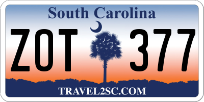 SC license plate ZOT377