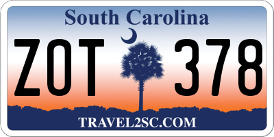 SC license plate ZOT378