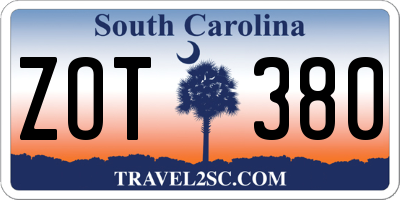 SC license plate ZOT380