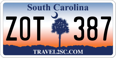 SC license plate ZOT387