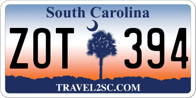 SC license plate ZOT394