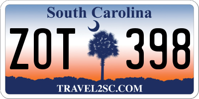 SC license plate ZOT398