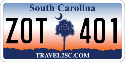SC license plate ZOT401