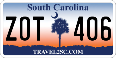 SC license plate ZOT406