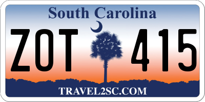 SC license plate ZOT415