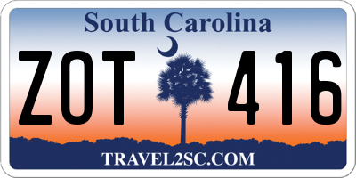 SC license plate ZOT416