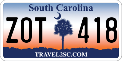 SC license plate ZOT418