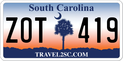 SC license plate ZOT419