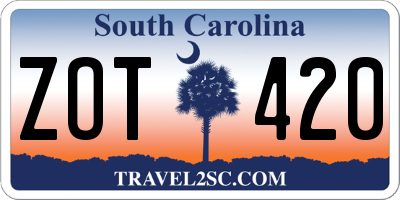 SC license plate ZOT420
