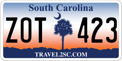 SC license plate ZOT423