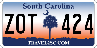 SC license plate ZOT424
