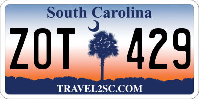 SC license plate ZOT429