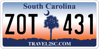 SC license plate ZOT431