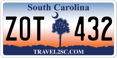 SC license plate ZOT432