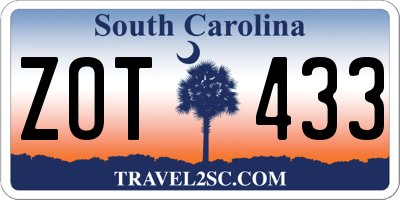 SC license plate ZOT433